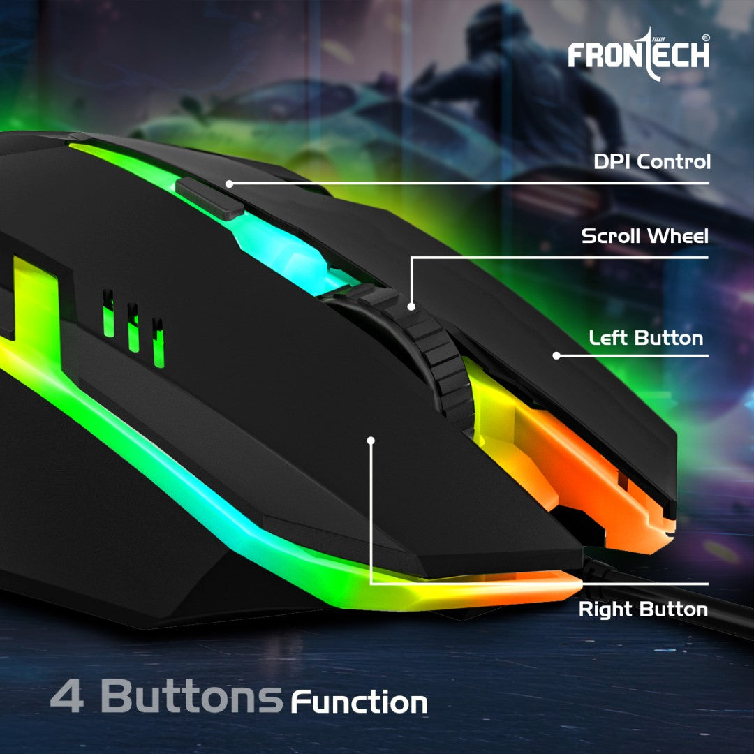 Frontech Wired Gaming RGB Backlight Effects Keyboard and Optical Mouse Combo (KB-0040) Frontech Wired Gaming RGB Backlight Effects Keyboard and Optical Mouse Combo (KB-0040)